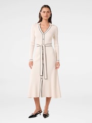 Forever New Cream Adeline Tipped Knit Midi Dress - Image 1 of 4