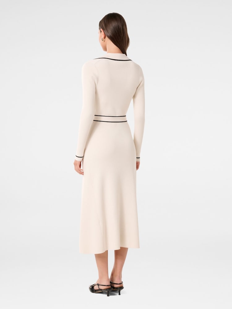 Forever New Cream Adeline Tipped Knit Midi Dress - Image 2 of 4