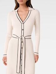 Forever New Cream Adeline Tipped Knit Midi Dress - Image 3 of 4