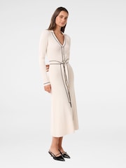 Forever New Cream Adeline Tipped Knit Midi Dress - Image 4 of 4