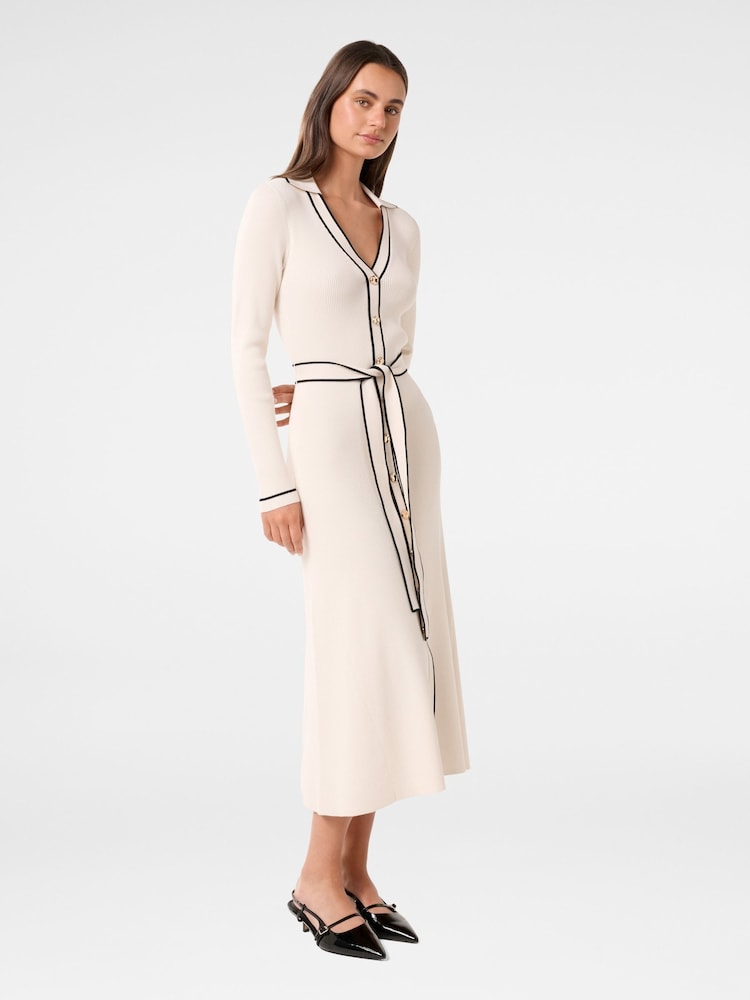 Forever New Cream Adeline Tipped Knit Midi Dress - Image 4 of 4