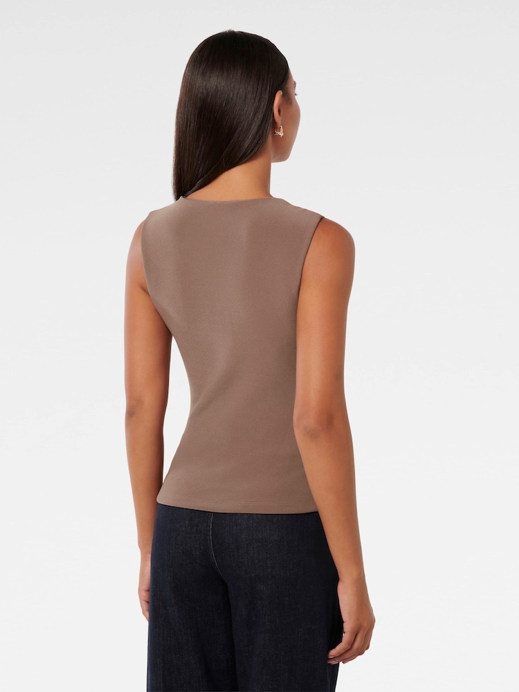 Forever New Brown Becca Hardware Detail Draped Top - Image 2 of 5