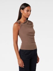 Forever New Brown Becca Hardware Detail Draped Top - Image 4 of 5