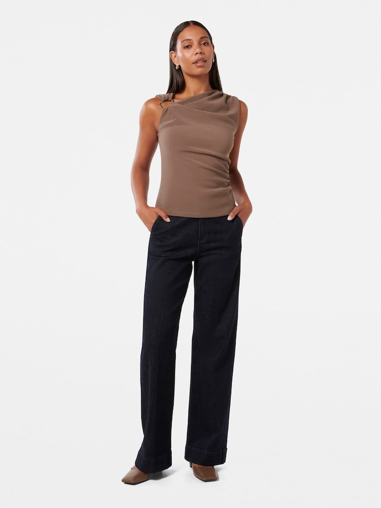 Forever New Brown Becca Hardware Detail Draped Top - Image 5 of 5