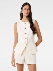 Forever New White Pure Linen Pip High Neck Waistcoat - Image 2 of 6