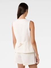 Forever New White Pure Linen Pip High Neck Waistcoat - Image 3 of 6