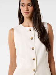 Forever New White Pure Linen Pip High Neck Waistcoat - Image 4 of 6