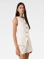 Forever New White Pure Linen Pip High Neck Waistcoat - Image 5 of 6