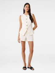 Forever New White Pure Linen Pip High Neck Waistcoat - Image 6 of 6