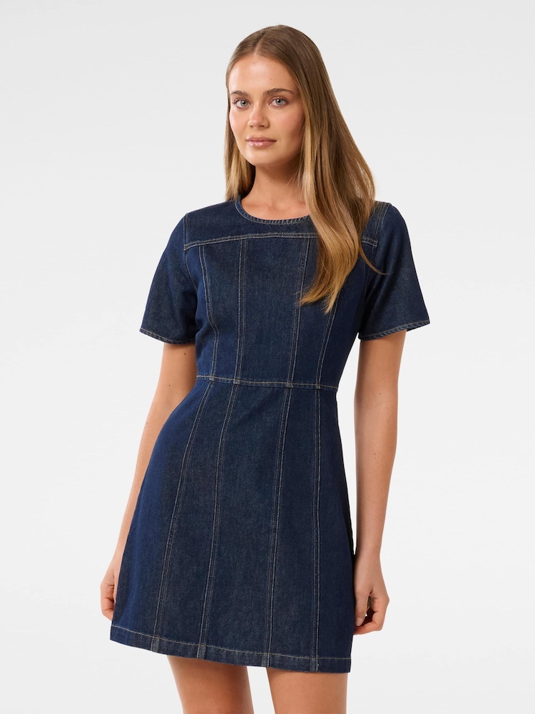 Forever New Blue Shift 100% Cotton Denim Dress - Image 1 of 5