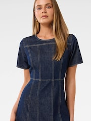 Forever New Blue Shift 100% Cotton Denim Dress - Image 3 of 5