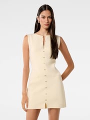 Forever New Cream Mimi Hook and Eye Detail Mini Dress - Image 1 of 3