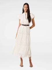 Forever New White Amy Belted Trim Midi Dress - Image 1 of 4