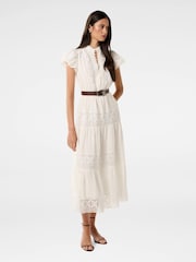 Forever New White Amy Belted Trim Midi Dress - Image 4 of 4
