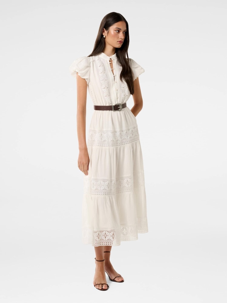 Forever New White Amy Belted Trim Midi Dress - Image 4 of 4