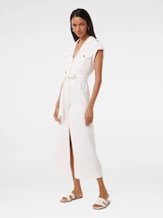 Forever New White Alison Petite Zip Utility Midi Dress Contains Linen - Image 4 of 4