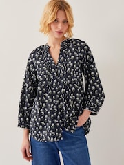 Monsoon Black Orielle Pintuck Floral Blouse - Image 1 of 4
