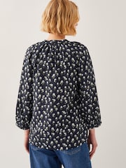 Monsoon Black Orielle Pintuck Floral Blouse - Image 3 of 4