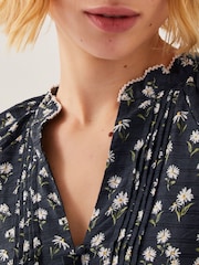 Monsoon Black Orielle Pintuck Floral Blouse - Image 4 of 4