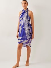Monsoon Blue Eden Leaf Print Sarong - Image 1 of 5