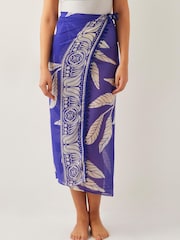 Monsoon Blue Eden Leaf Print Sarong - Image 2 of 5
