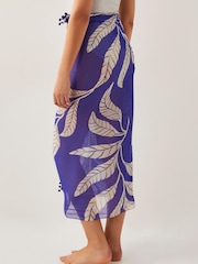 Monsoon Blue Eden Leaf Print Sarong - Image 3 of 5