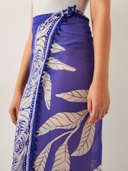 Monsoon Blue Eden Leaf Print Sarong - Image 4 of 5