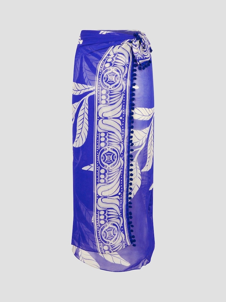 Monsoon Blue Eden Leaf Print Sarong - Image 5 of 5