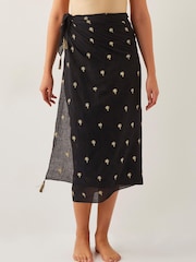 Monsoon Black Ivy Palm Embroidered Sarong - Image 3 of 4