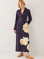 Monsoon Blue Fearne Floral Print Midi Shirt Dress - Image 3 of 5