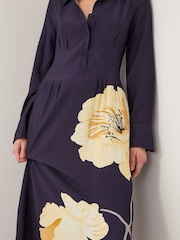Monsoon Blue Fearne Floral Print Midi Shirt Dress - Image 5 of 5
