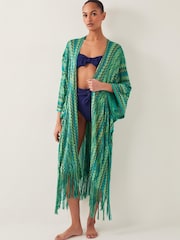 Monsoon Green Nadia Zigzag Stripe Kaftan - Image 1 of 5