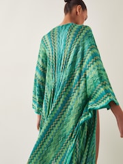Monsoon Green Nadia Zigzag Stripe Kaftan - Image 2 of 5