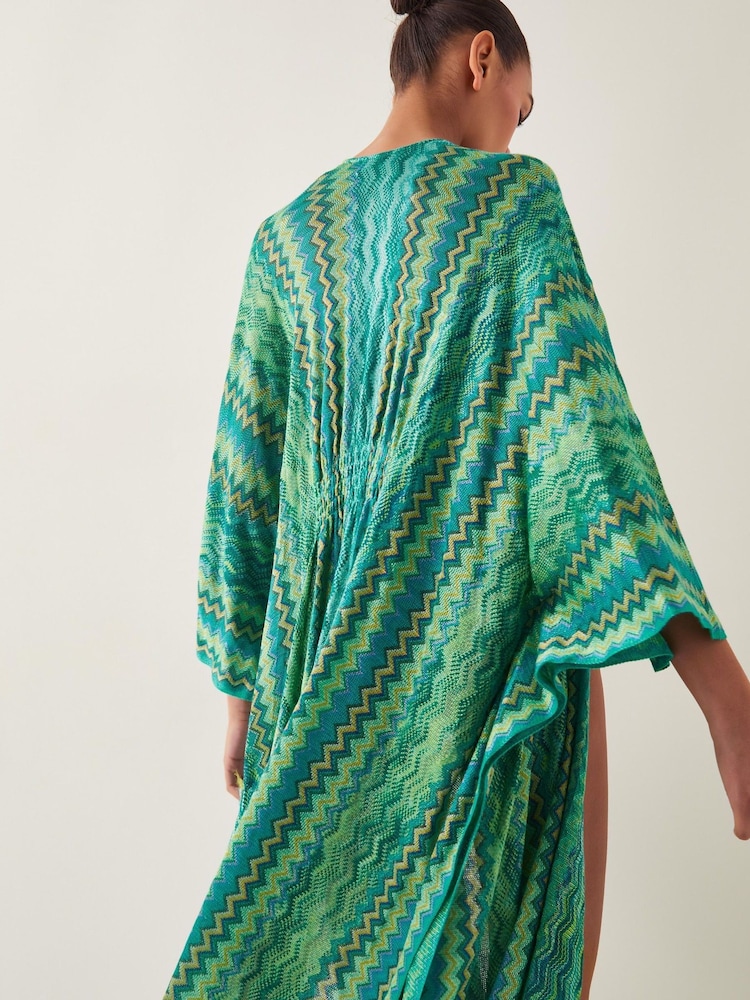 Monsoon Green Nadia Zigzag Stripe Kaftan - Image 2 of 5 Monsoon Green Nadia Zigzag Stripe Kaftan - Image 2 of 5