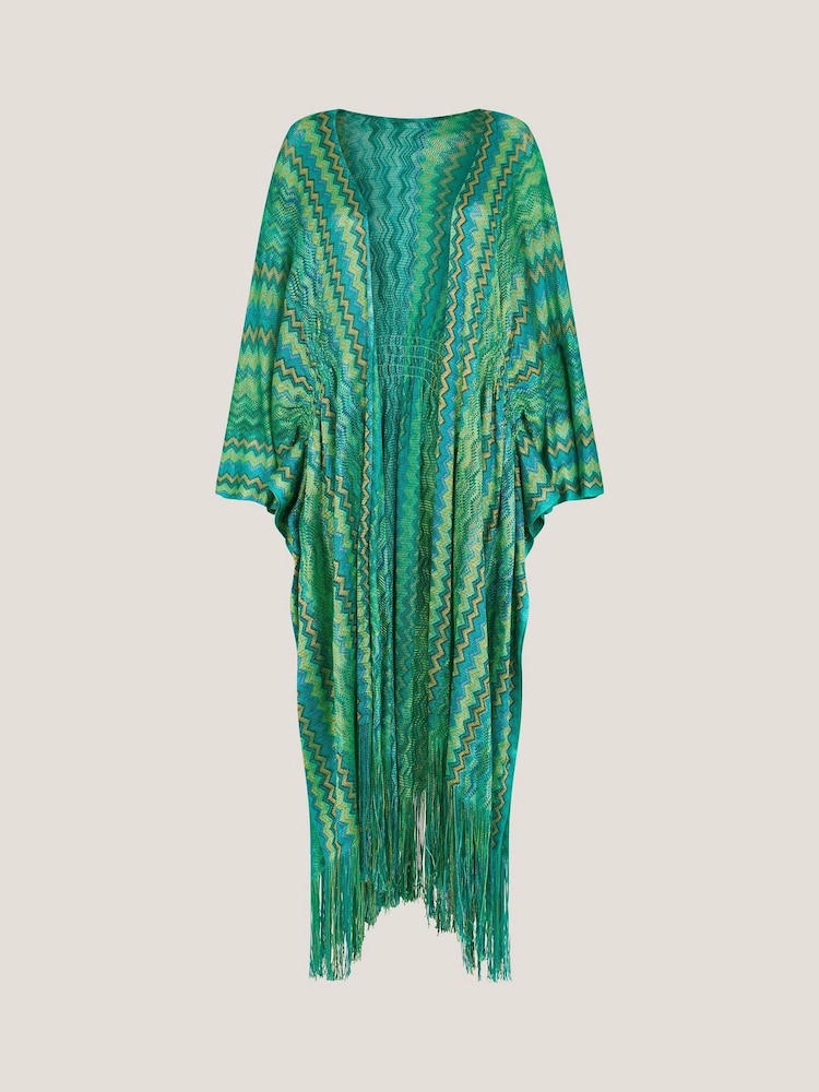 Monsoon Green Nadia Zigzag Stripe Kaftan - Image 5 of 5