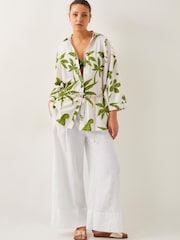 Monsoon Green Isla Palm Print 100% Cotton Shirt - Image 1 of 5