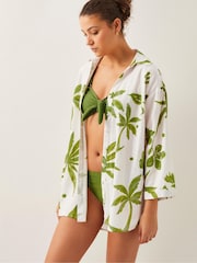 Monsoon Green Isla Palm Print 100% Cotton Shirt - Image 2 of 5