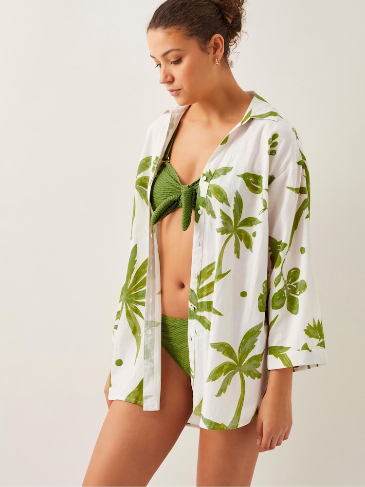 Monsoon Green Isla Palm Print 100% Cotton Shirt - Image 2 of 5