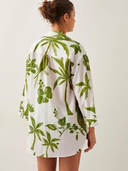 Monsoon Green Isla Palm Print 100% Cotton Shirt - Image 3 of 5