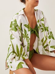 Monsoon Green Isla Palm Print 100% Cotton Shirt - Image 4 of 5