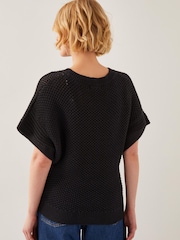 Monsoon Black Sofie Slouchy Short Sleeve Jumper - Image 3 of 4