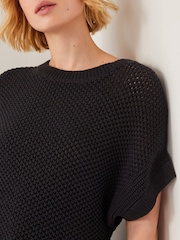 Monsoon Black Sofie Slouchy Short Sleeve Jumper - Image 4 of 4