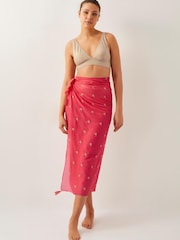 Monsoon Orange Ivy Palm Embroidered Sarong - Image 1 of 5