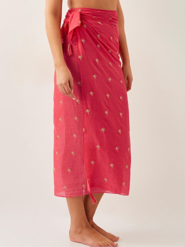 Monsoon Orange Ivy Palm Embroidered Sarong - Image 2 of 5