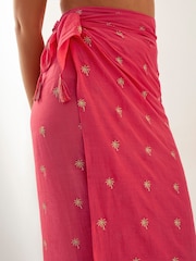 Monsoon Orange Ivy Palm Embroidered Sarong - Image 4 of 5