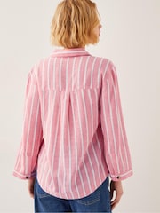 Monsoon Pink Tyra Linen-Blend Stripe Shirt - Image 2 of 4