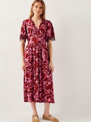Monsoon Aimee Floral Print Jersey Midi Dress - Image 1 of 4