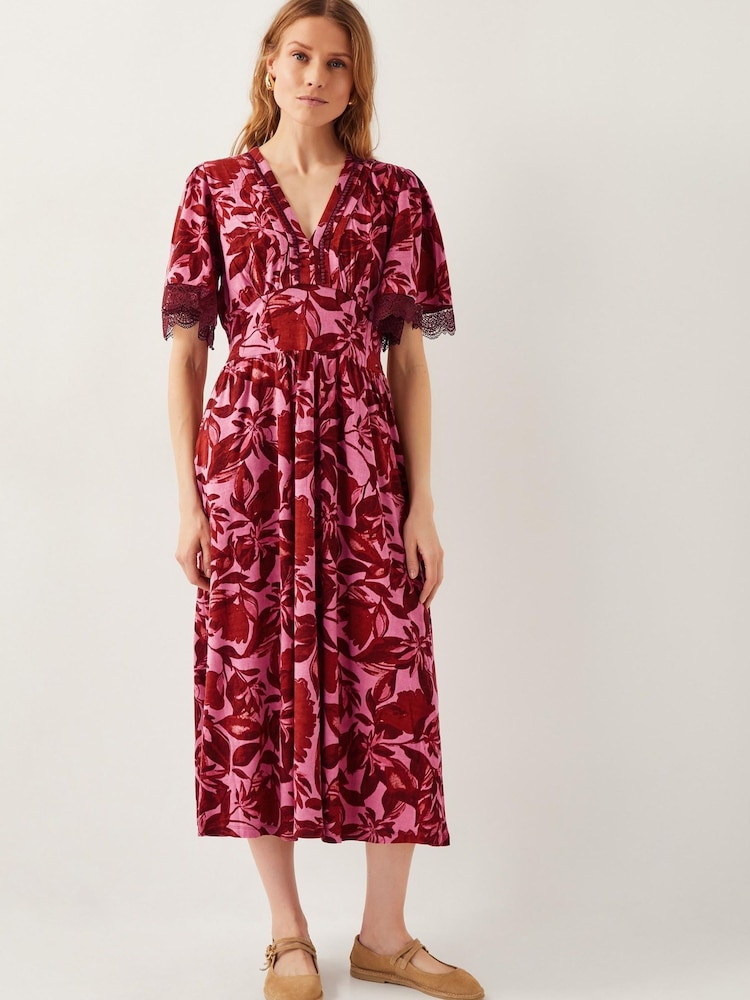 Monsoon Aimee Floral Print Jersey Midi Dress - Image 1 of 4