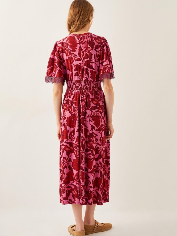 Monsoon Aimee Floral Print Jersey Midi Dress - Image 3 of 4