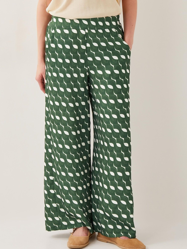Monsoon Maren Geometric Print Wide Leg Trousers - Imagen 2 de 5